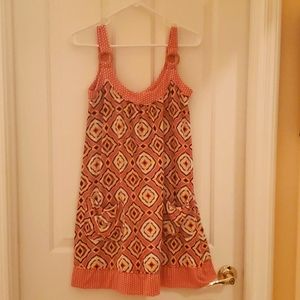 Burnt orange and yellow dress